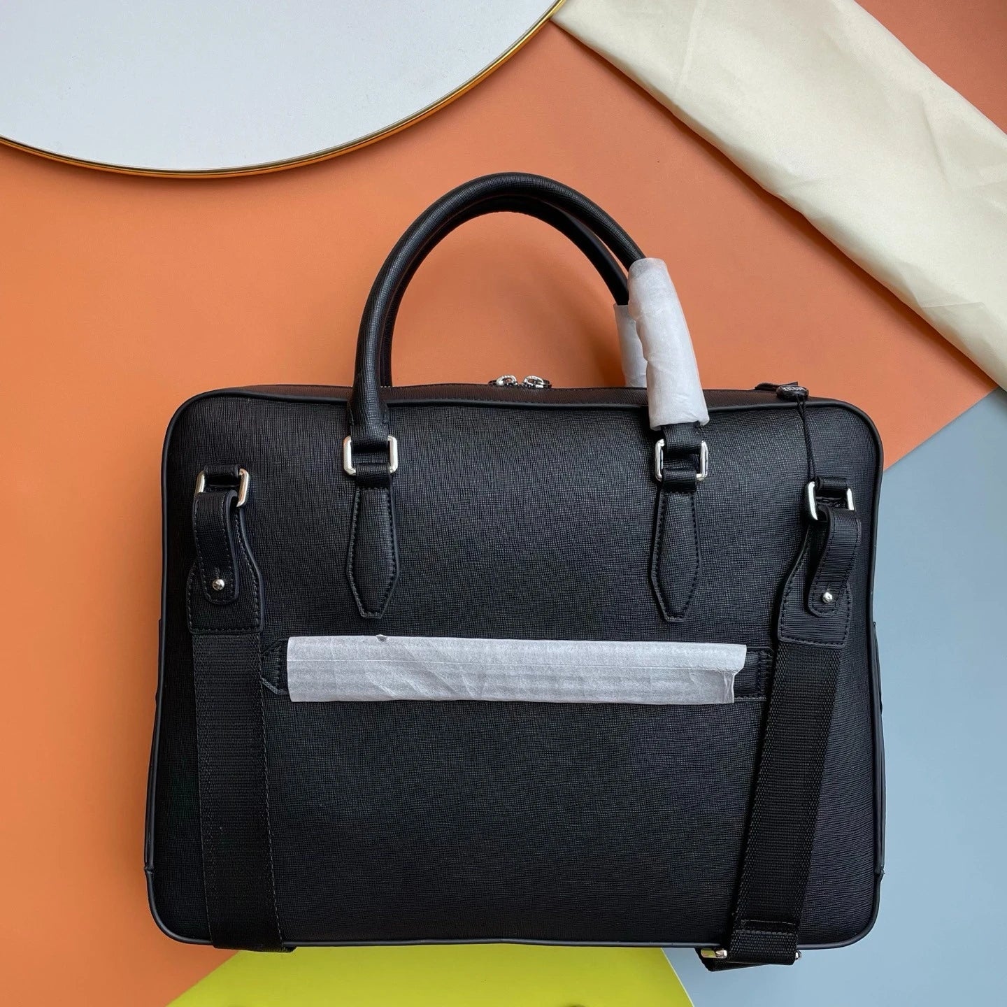 Men's Top-Handle Bags Genuine Leather Briefcase Luxury Men Handbag Daily Business Office Shoulder Bags Fashion Laptop Bag for Working-2