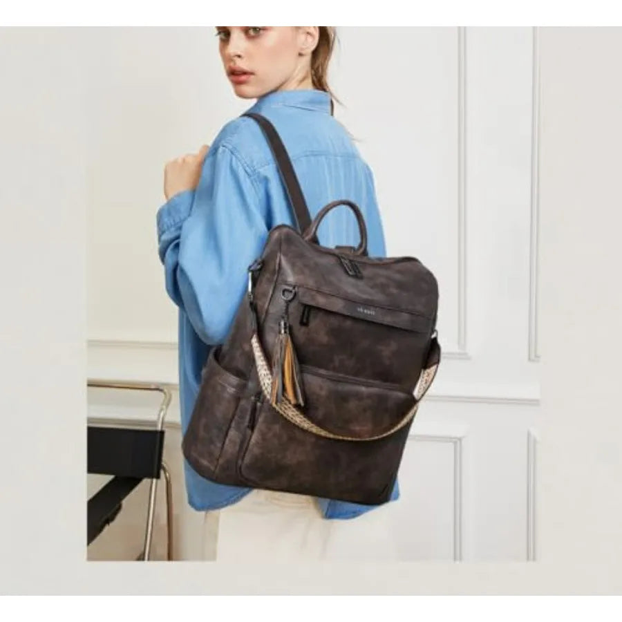 Vegan Leather Laptop Backpack for Women 15.6 inch Work Backpack Fashion Travel Backpack Purse for Travel College Work-26
