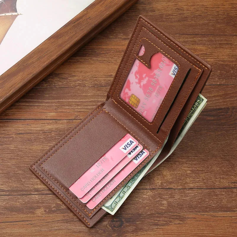 Slim Leather Wallet for Men RFID Blocking Bifold Front Pocket Wallet Minimalist Credit Card Holder Cash Money Clip-2