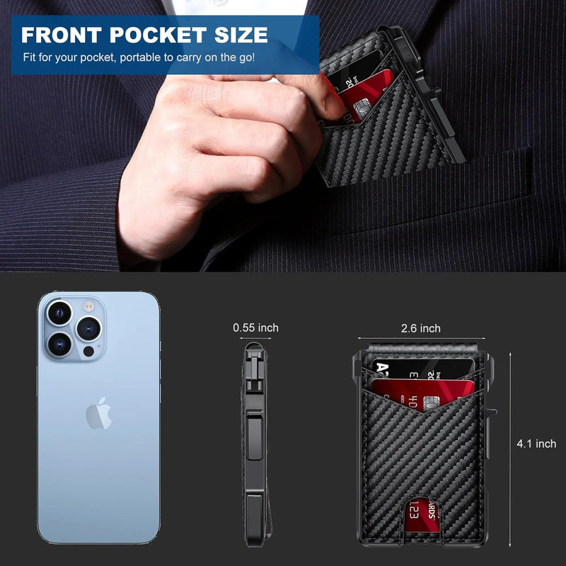 RFID Blocking Mens Wallet | Minimalist Slim Smart Pop-Up Card Holder, Metal Credit Card Wallet with Money Clip for Men-6