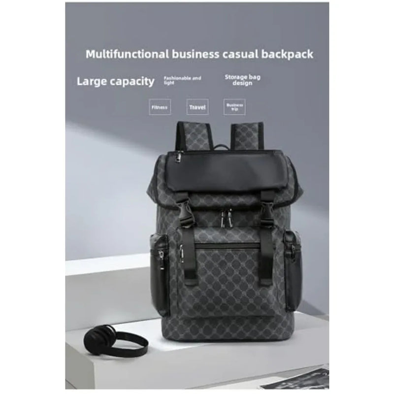 PU Leather Backpack, Laptop Backpack Large capacity work business travel bag student schoolbag-6