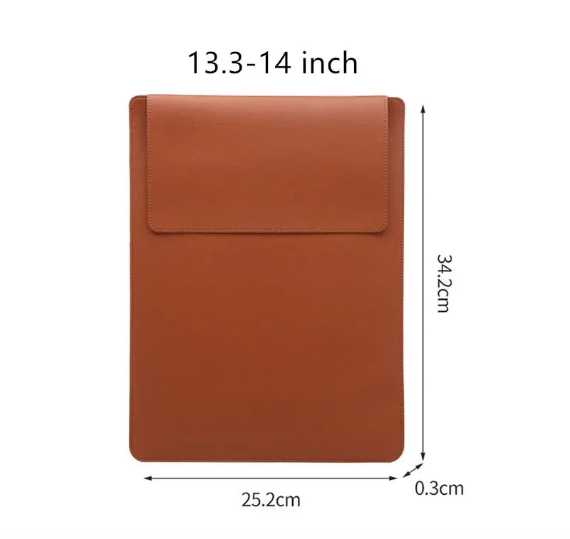 Portable Leather Laptop Sleeve Case Bag for Macbook Air 12 13 14 15 16 Inch M5 M4 M3 M2 Chip Mac Adjustable Stand Cover-13