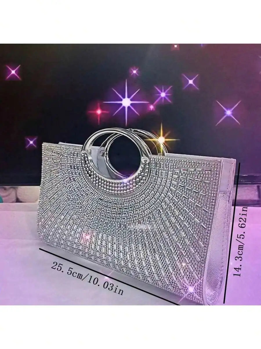 Rhinestone Clutch Bag With Chain Strap For Evening Party Dinner-5