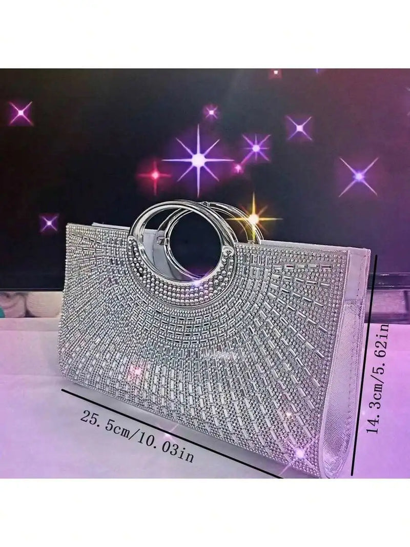 Rhinestone Clutch Bag With Chain Strap For Evening Party Dinner-5