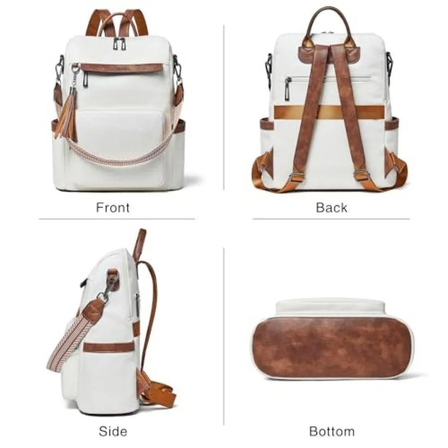 Vegan Leather Laptop Backpack for Women 15.6 inch Work Backpack Fashion Travel Backpack Purse for Travel College Work-11