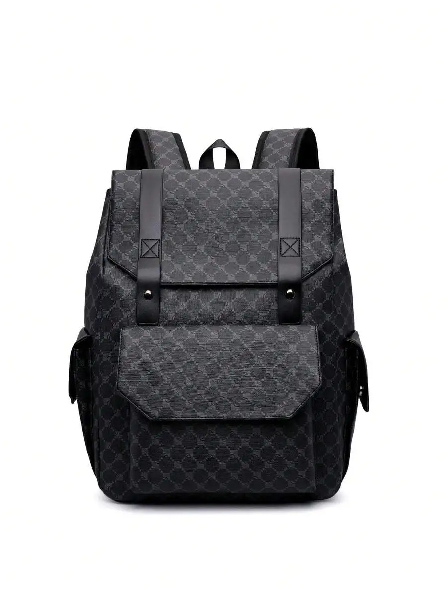 Mens PU Leather Backpack Dual Compartment Water Resistant Large Capacity Business Travel Laptop Bag-8