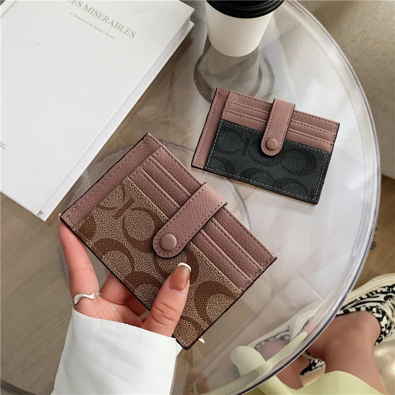 Monogram Ultra-thin Ins Style Card Holder Fashion Mini Short Envelope For Women Appliques Card&ID Wallet Credit Card Purse-6