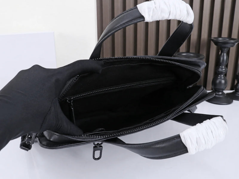 Men's Top-Handle Bags Luxury Designer Briefcase Genuine Leather Laptop Messenger Bag Slim Woven Crossbody Document Portfolio Male Office Handbag-13