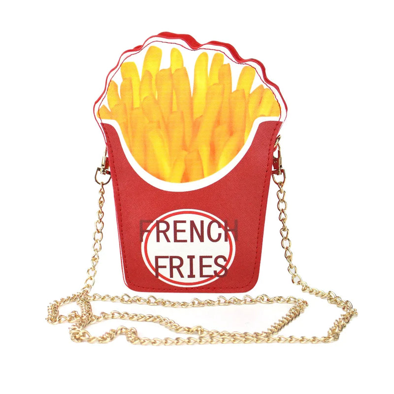 Woman Hamburger Cupcake PU Chain Bag Popcorn Fries Crossbody Messenger Bags-10
