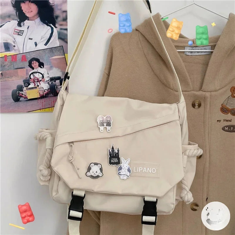 Hong Kong style bag versatile artistic Korean version street photography shoulder bag messenger bag student crossbody bag for ma-11