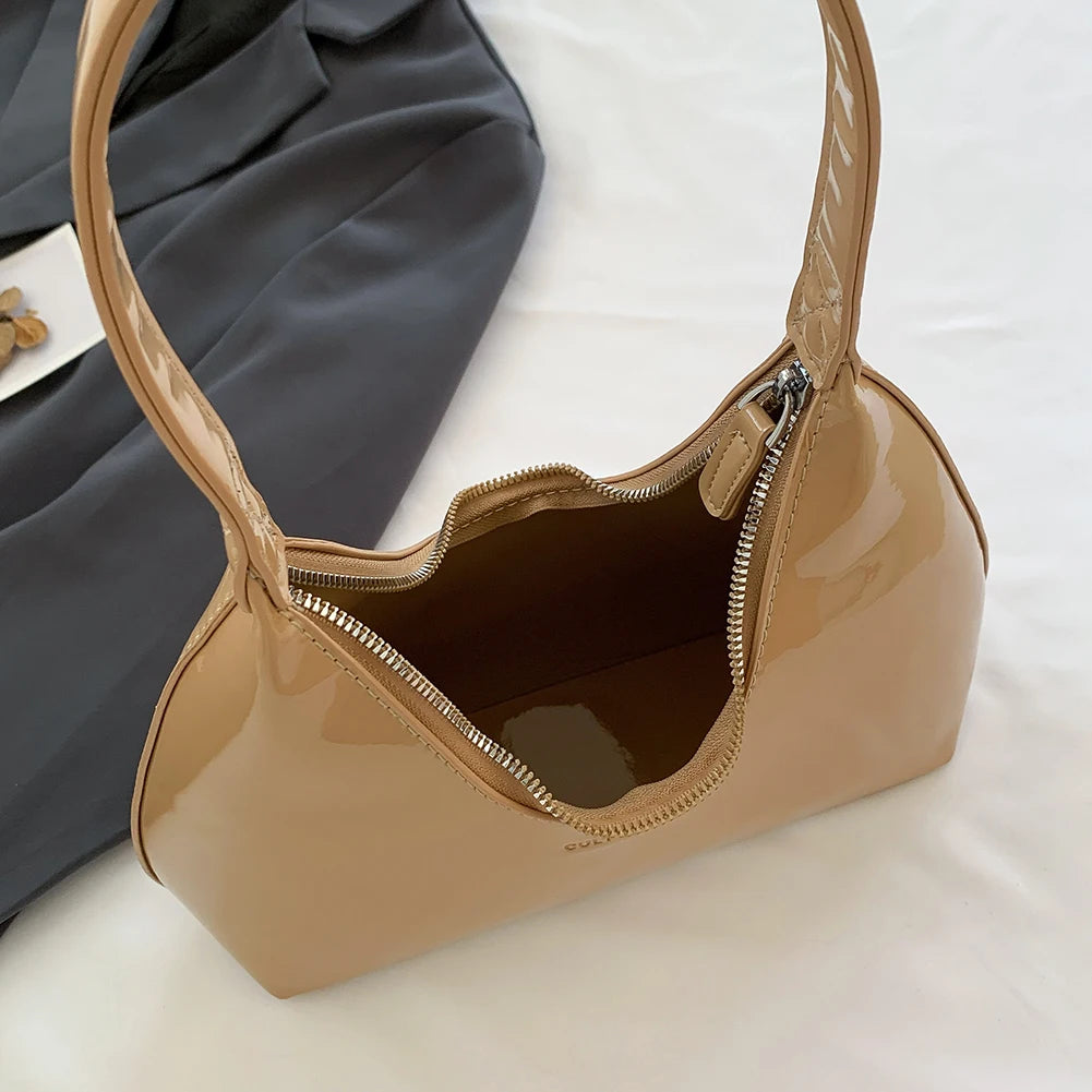 Women's Bag 2023 Patent Leather Tote Bag Versatile Fashion Shoulder Bag Satchel Hobo Bag Brand Designer Zipper Small Handbags-2