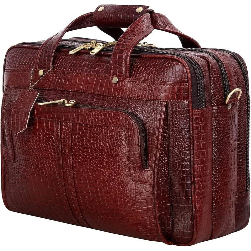 16 Inch Full Grain Leather Briefcases, Laptop Shoulder Bags for Men & Women, Business Work Satchel Bag-3