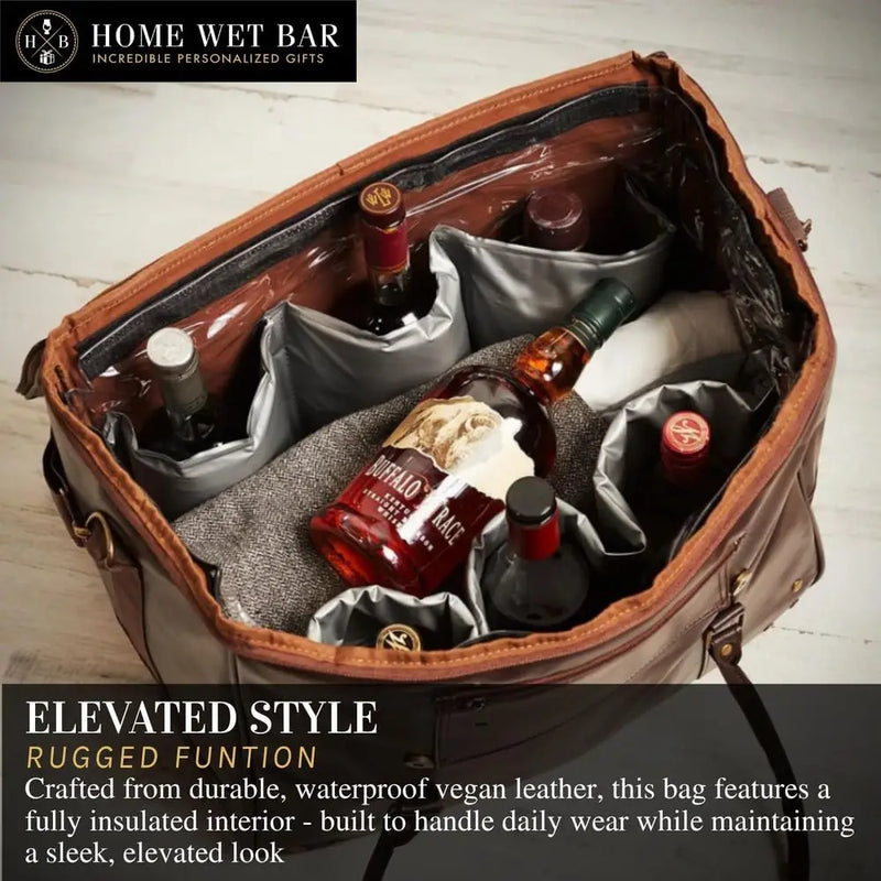 Whiskey Bottle Carrier and Travel Bag | Waterproof & Insulated Vegan Leather | Ideal for Tastings, Parties & Trips-9