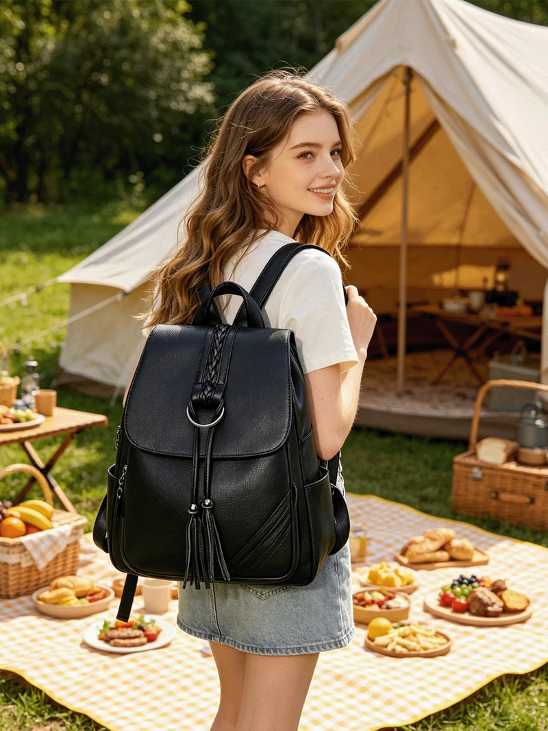 Elegant Faux Leather Womens Backpack With Multi-Pocket Organized Storage For Daily Commute And Travel-4
