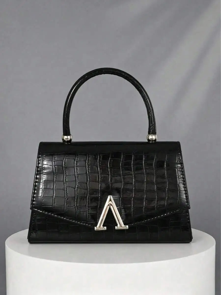 Black Crocodile Texture Clutch Bag Formal Evening Purse For Women-7