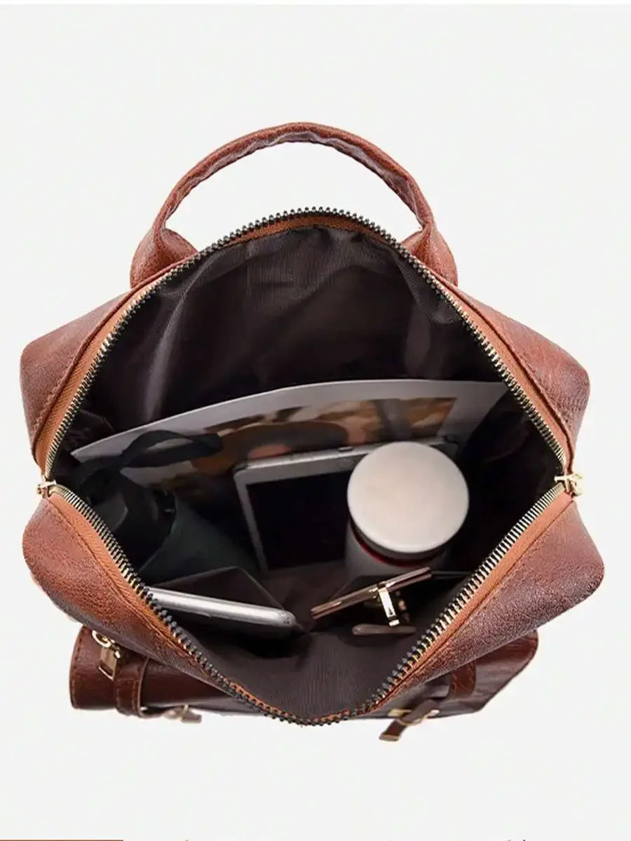 Large Capacity Womens Minimalist Soft Leather Backpack For Travel Laptop Campus-4