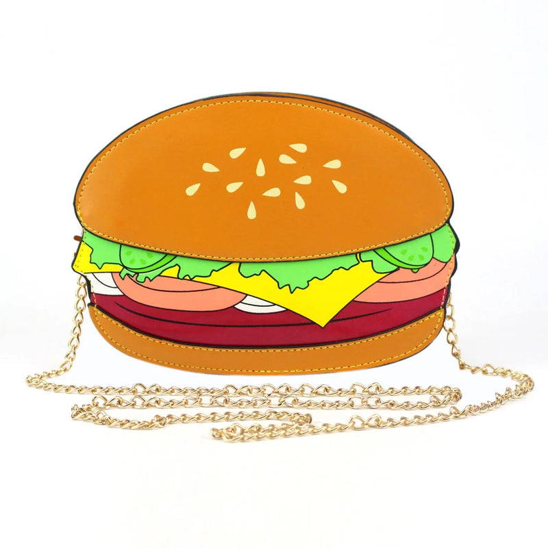 Woman Hamburger Cupcake PU Chain Bag Popcorn Fries Crossbody Messenger Bags-3