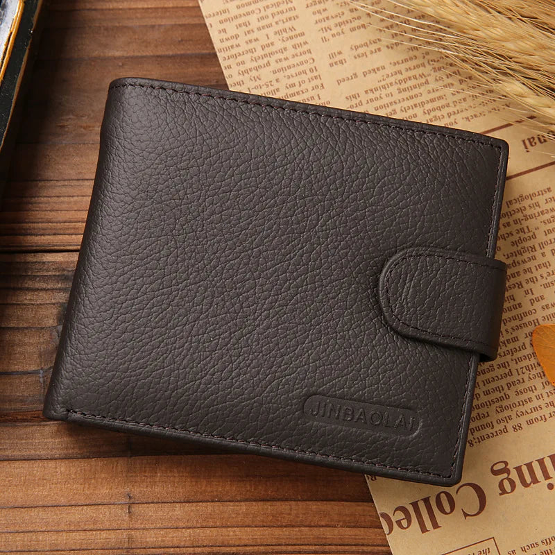 100% Genuine Leather Men Wallets Premium Product Real Cowhide Wallets for Man Short Black Walet Portefeuille Homme-45