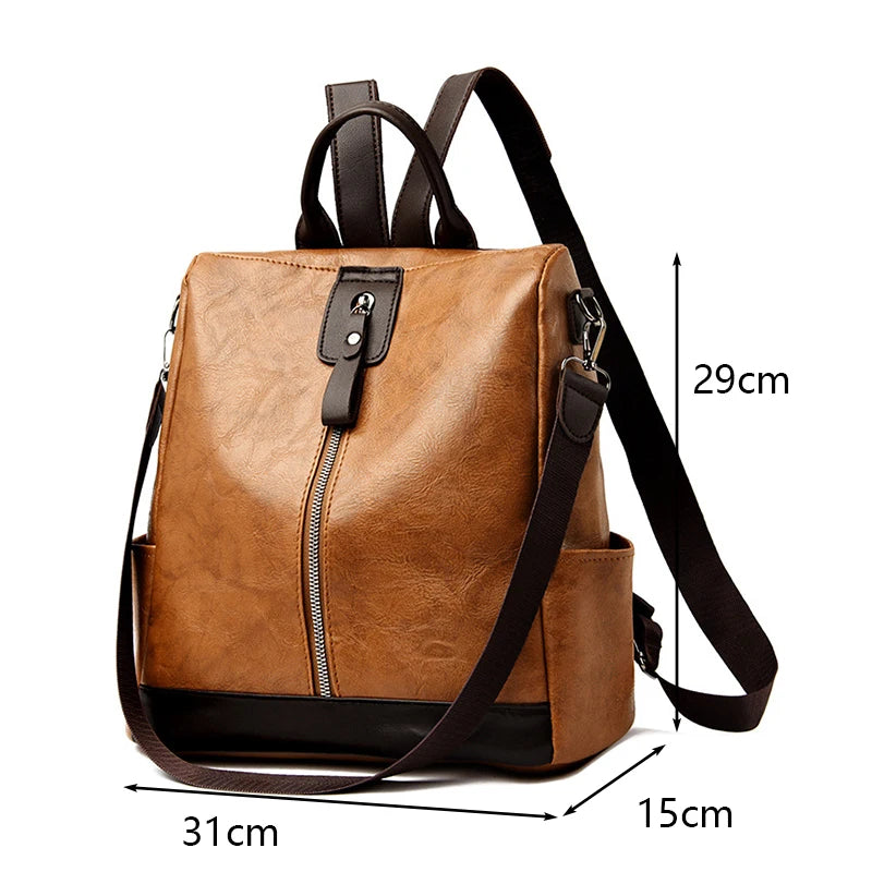 Backpack Large Capacity Anti-theft PU Leather Adjustable Straps Travel Work Women Elegant Luxury Fashion-5