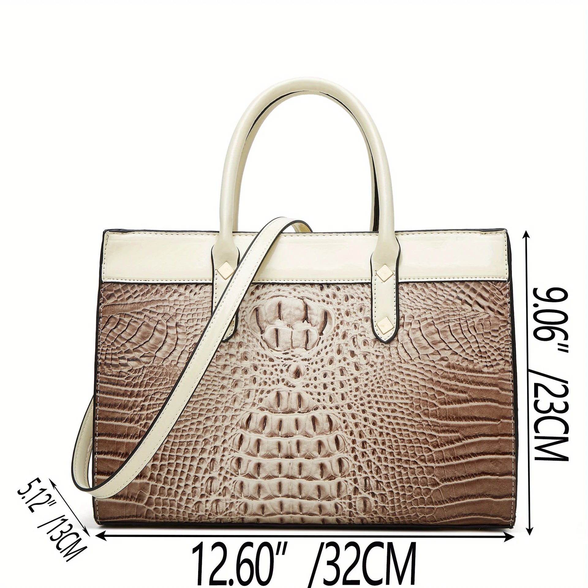Pu Leather Crocodile Pattern Women's Fashion Bag Set Shoulder Bag Larger Capacity Tote with Multiple Compartments Crossbody Handbag Clutch Purse-23