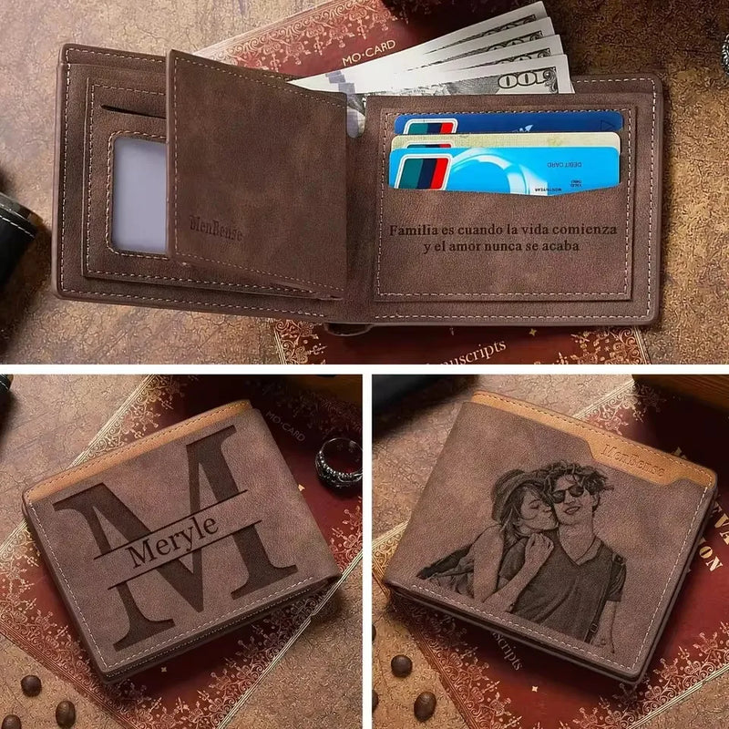 Custom Picture & Text Wallet Men's Engraved Photo Wallets Personalized Birthday Christmas Father's Day Gifts for Him Husband-5