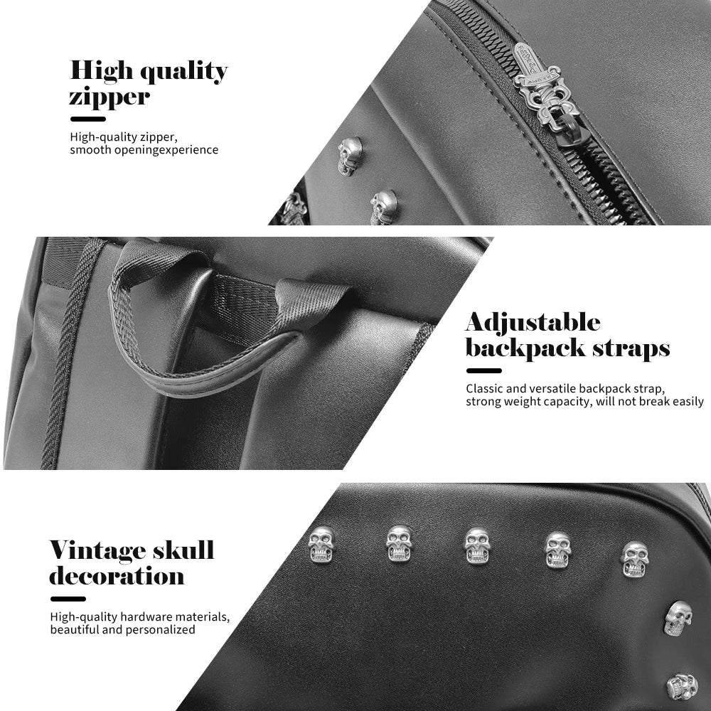 Motorcycles Accessories Bag 3D Skull PU Leather Bag Waterproof Men Women Motocycle Motorcycle Backpack Travel Bag Large PU leather-15