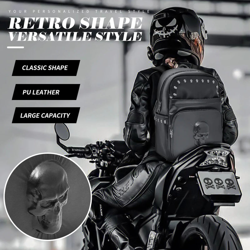 Motorcycles Accessories Bag 3D Skull PU Leather Bag Waterproof Men Women Motocycle Motorcycle Backpack Travel Bag Large PU leather-3