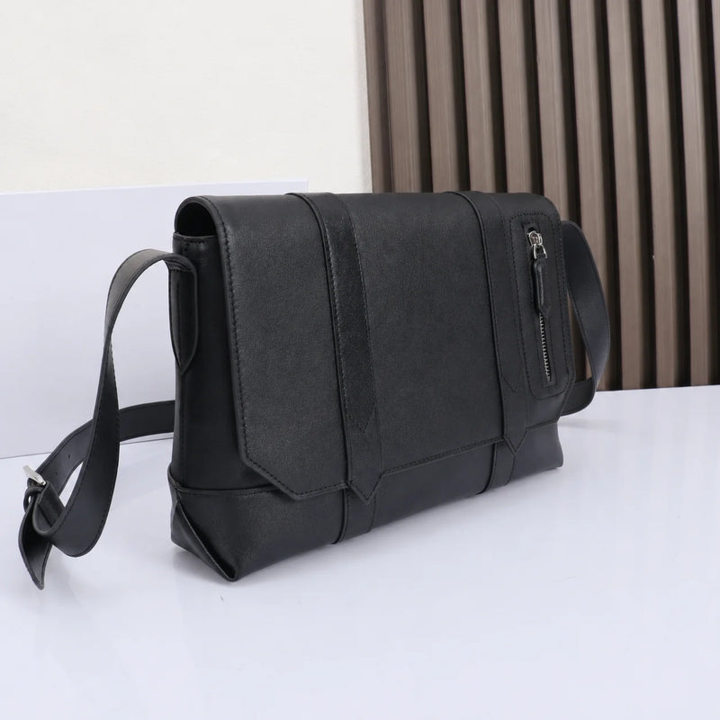 Men Messenger Bag Luxury Designer Genuine Leather Crossbody Shoulder Flap Sling Satchel Black Business Handbag Male Small Purse-9