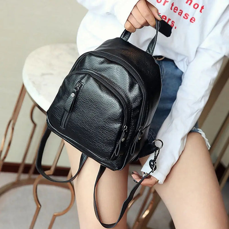 Waterproof Leather Ladies Backpack Large Capacity Anti Theft PU Leather Double Shoulder Daily Work Mature Women Fashion Bag-7