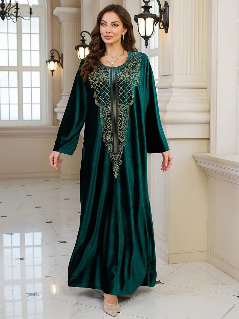 Embroidered Abaya Kaftans for Women Modern Elegant Dubai Moroccan Dubai Kaftan Dresses Abaya for Women Muslim Dress-5