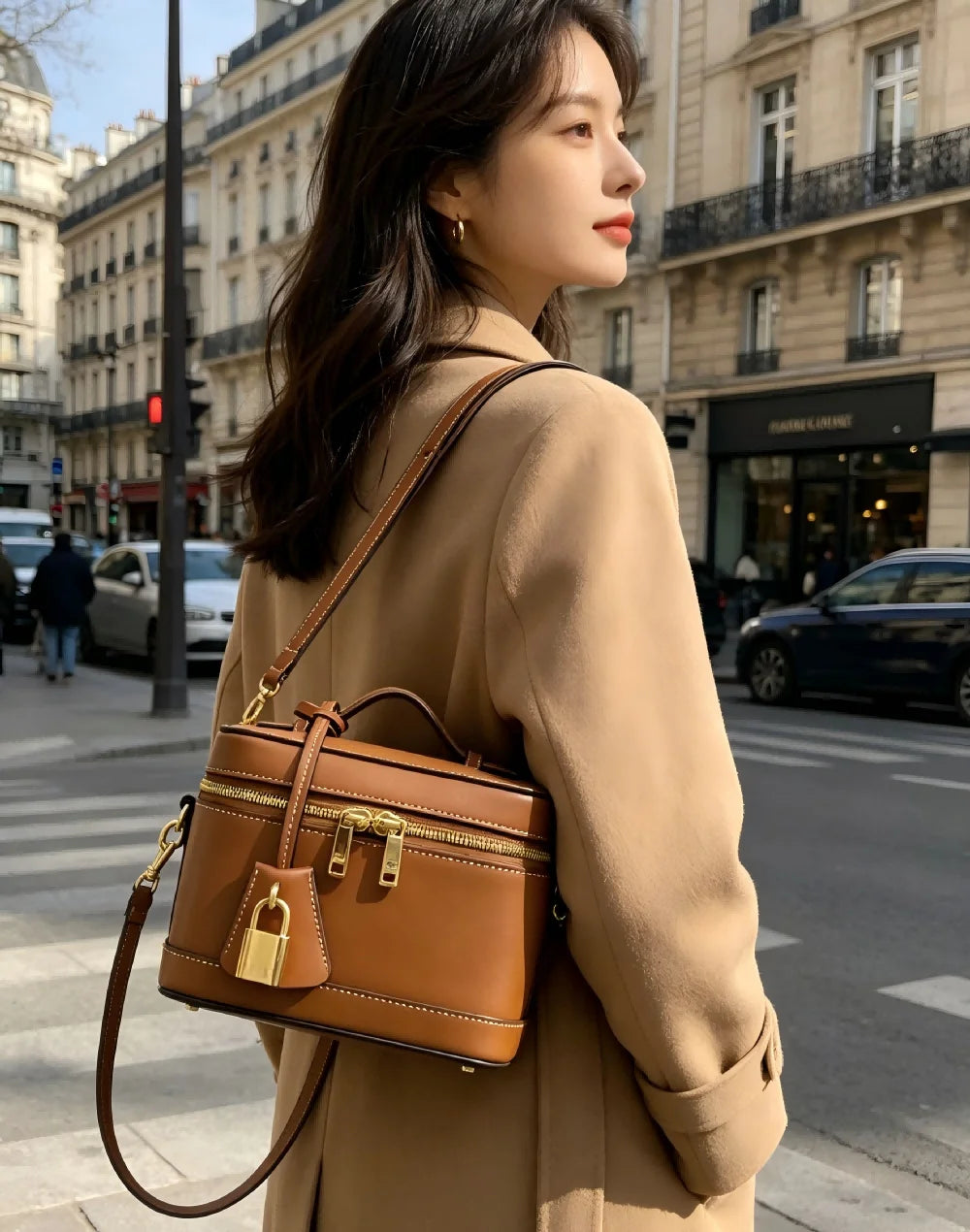 Timeless Classic Plain Leather Daily Bag Soft PU Hand Grip Shoulder Cross Chest Strap Work Commute Shopping Ladies Daily Bag