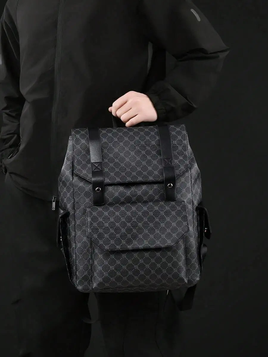 Mens PU Leather Backpack Dual Compartment Water Resistant Large Capacity Business Travel Laptop Bag-6