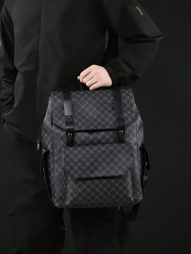 Mens PU Leather Backpack Dual Compartment Water Resistant Large Capacity Business Travel Laptop Bag-6