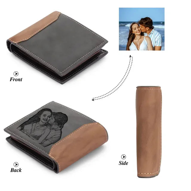 Custom Name Picture Card Holder Wallet Anniversary Birthday Gifts for Men Gift for Husband Father's Day Bifold Wallet-12