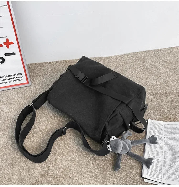 Large Capacity Canvas Messenger Bag Adjustable Shoulder Strap Casual Crossbody Handbag School Daily Bag for Youth Girls Men-26