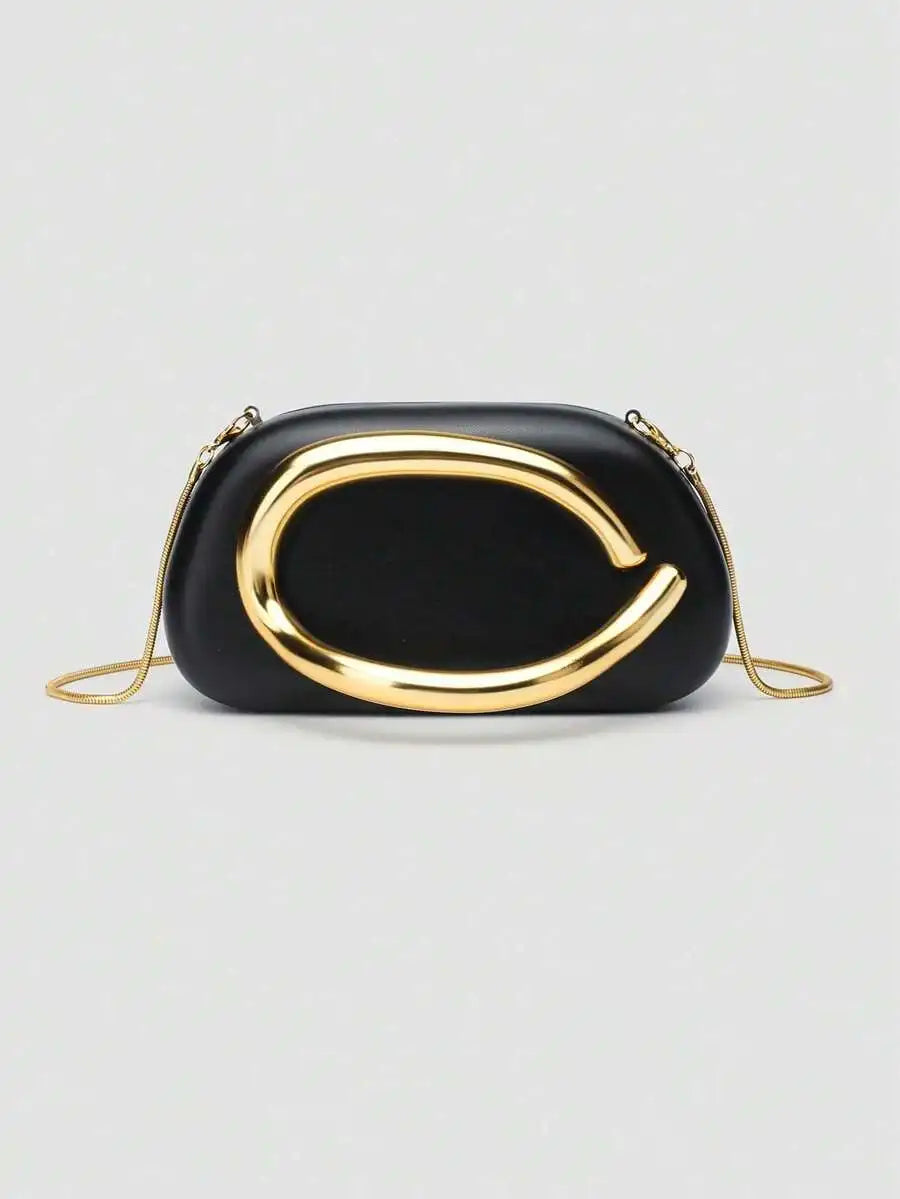 Burgundy PU Leather Clutch With Gold Tone Hardware Chain Strap Evening Bag For Party Wedding-9
