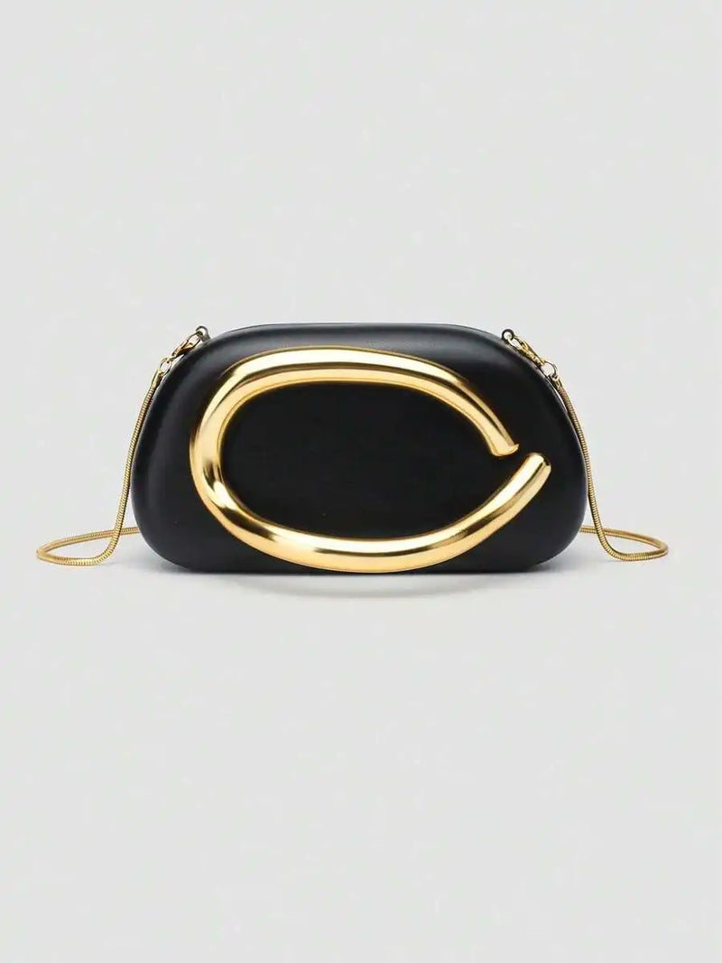 Burgundy PU Leather Clutch With Gold Tone Hardware Chain Strap Evening Bag For Party Wedding-9