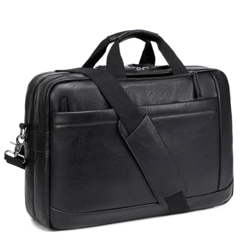 Faux Leather Messenger Bag for Men 17-17.3 Inch Leather Mens Laptop Bag Leather Briefcasen Convertible Backpack 3 in 1 Comter H-14