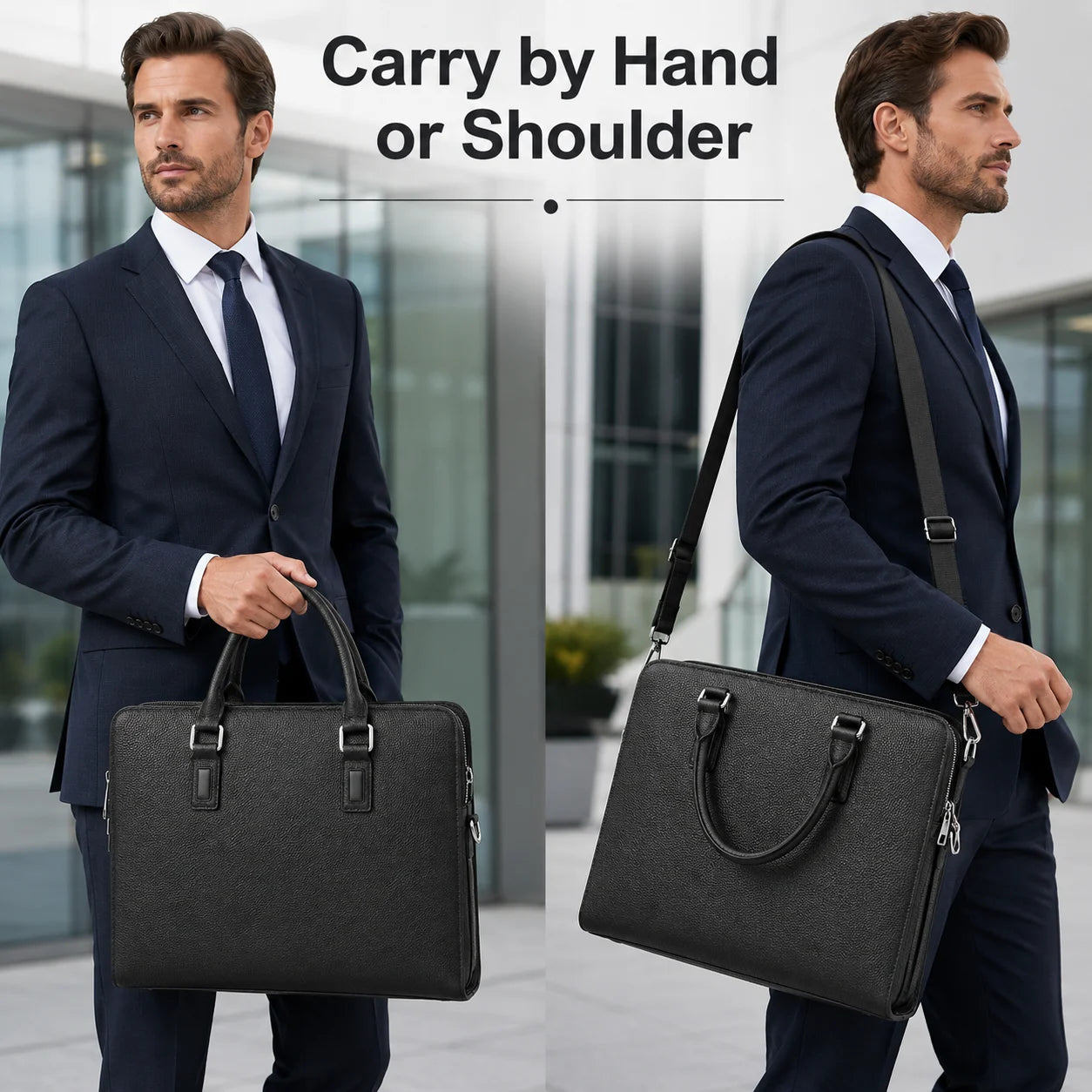 Classic Mens Top Handle Bags Luxury Business Black Briefcase for Men Daily Office Work Handbags Genuine Leather Travel Messenger Bags-12