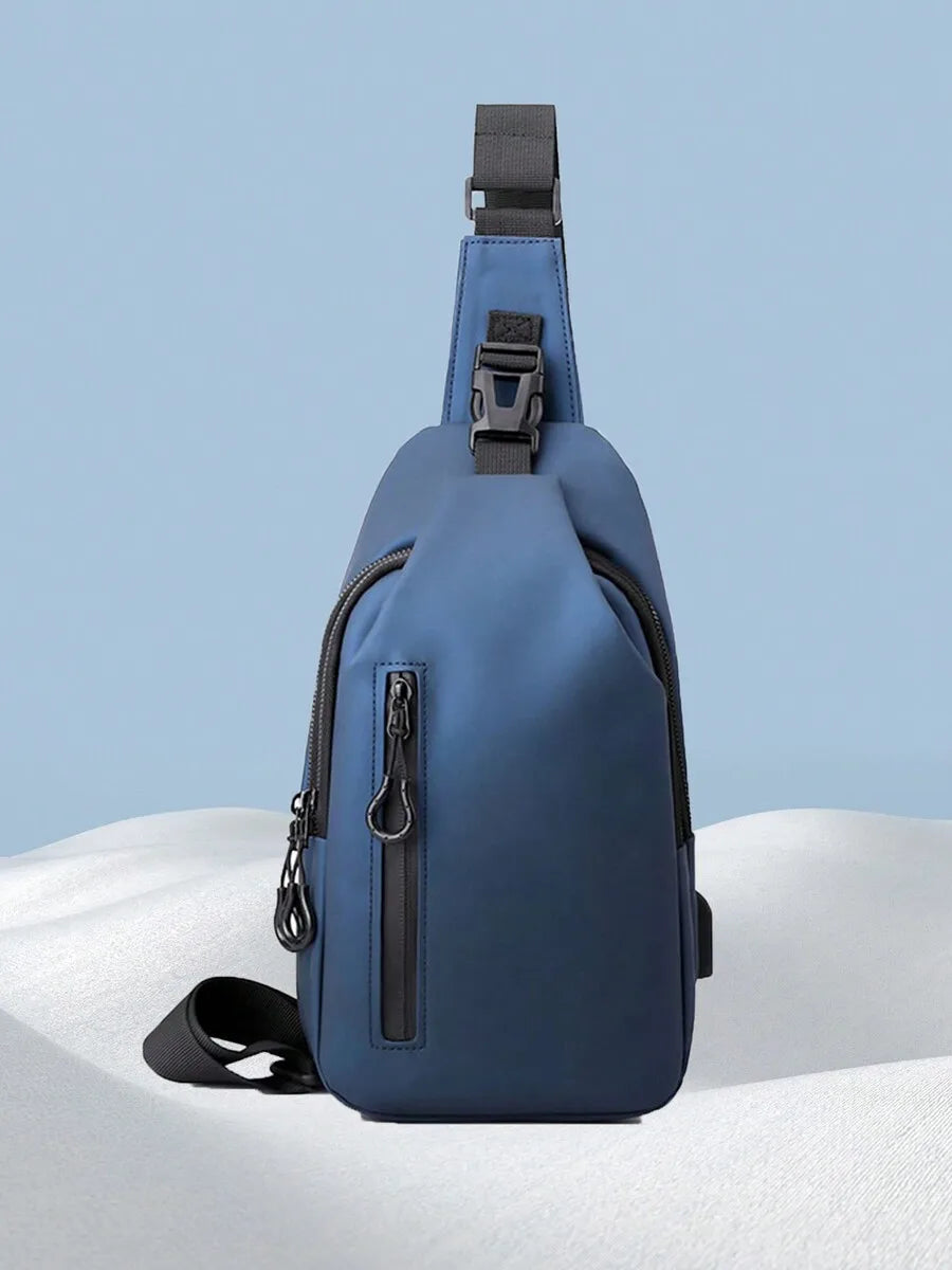 Casual Crossbody Sling Bag For Men And Women, Small Daypack With Zipper Pocket, Adjustable Strap, Fashion Chest Bag With Headphone Cord Slot For Sports, Cycling, Hiking, Running And Business Travel-9