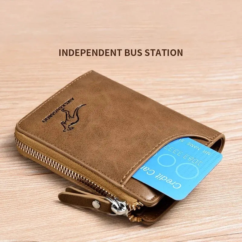 Flash sale Business Card Holder Zipper Purse Luxury Wallets for Men RFID Protection Purses Carteira Masculina Luxury-5