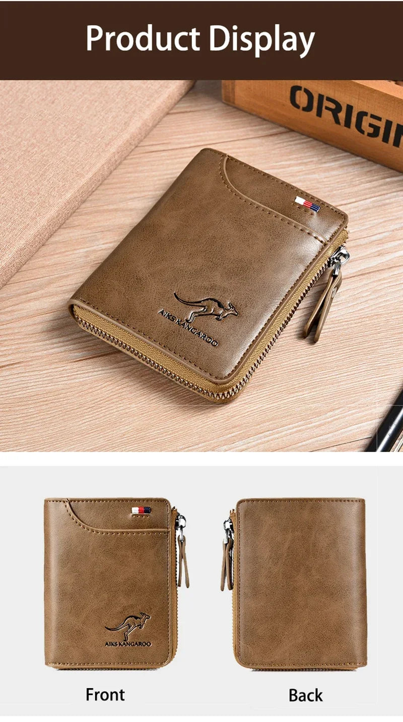 Flash sale Business Card Holder Zipper Purse Luxury Wallets for Men RFID Protection Purses Carteira Masculina Luxury-15