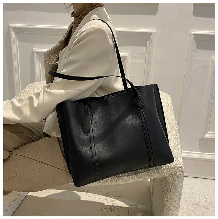 Large Capacity Women's Bag, New Soft Leather Tote Bag, Casual and Versatile Single Shoulder Bags for Woman Korean Style Handbags-19