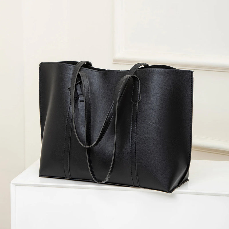 Tote Bag Solid Plain Lightweight Large Capacity PU Leather Shoulder Handbag Portable Travel Daily Women-13