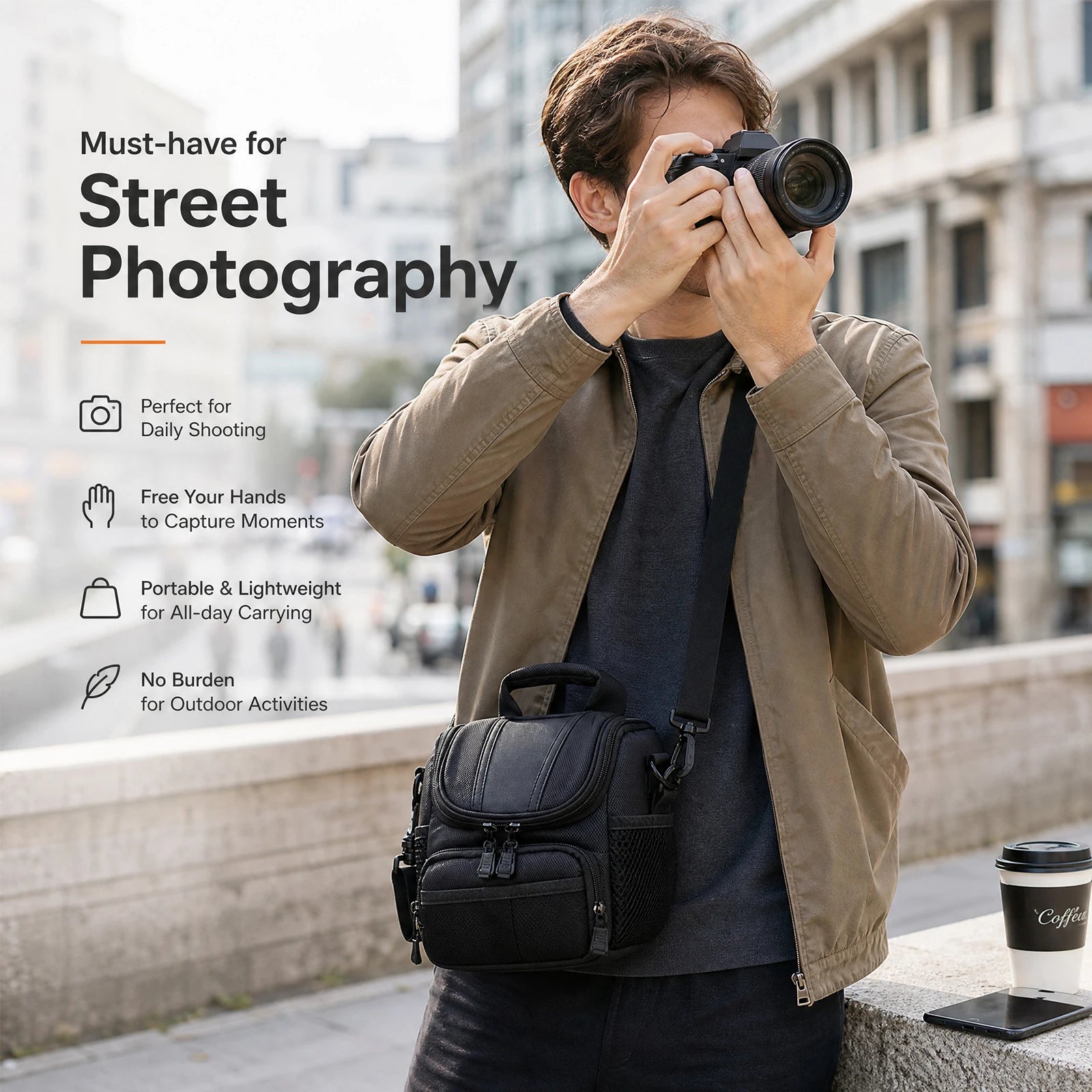Ultimate Travel Essential Camera Case, Protective Digital Camera Case for Nikon SLR DSLR, Waterproof Lightweight Crossbody Shoulder Bag for D40, Travel Photography Must-Have Accessory, Large Capacity Travel Gear for Photograp-15