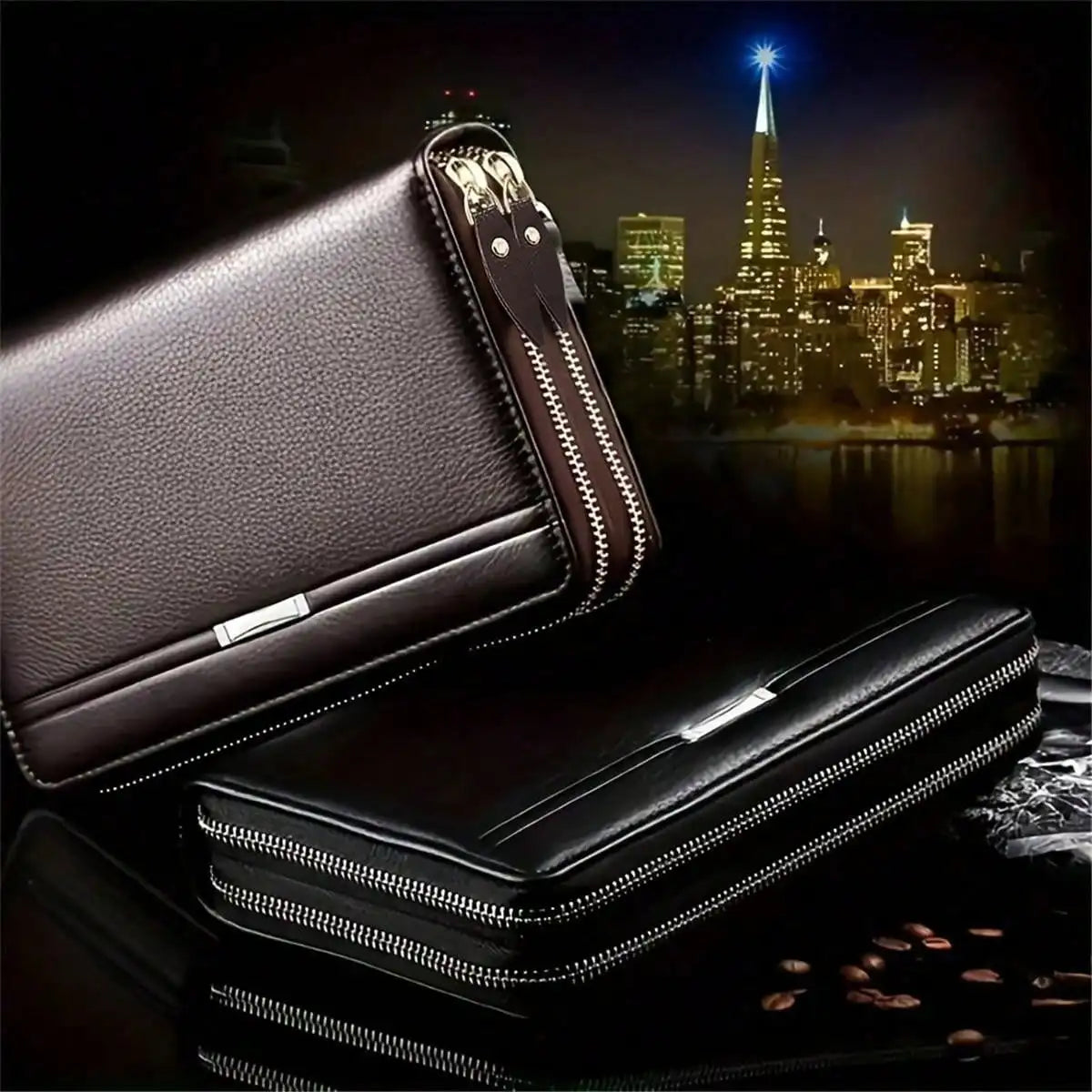 Men Long Wallet PU Leather Clutch, Large Business Purse, Portable Phone Card Holder, Practical Gift For Male Family & Friends-12