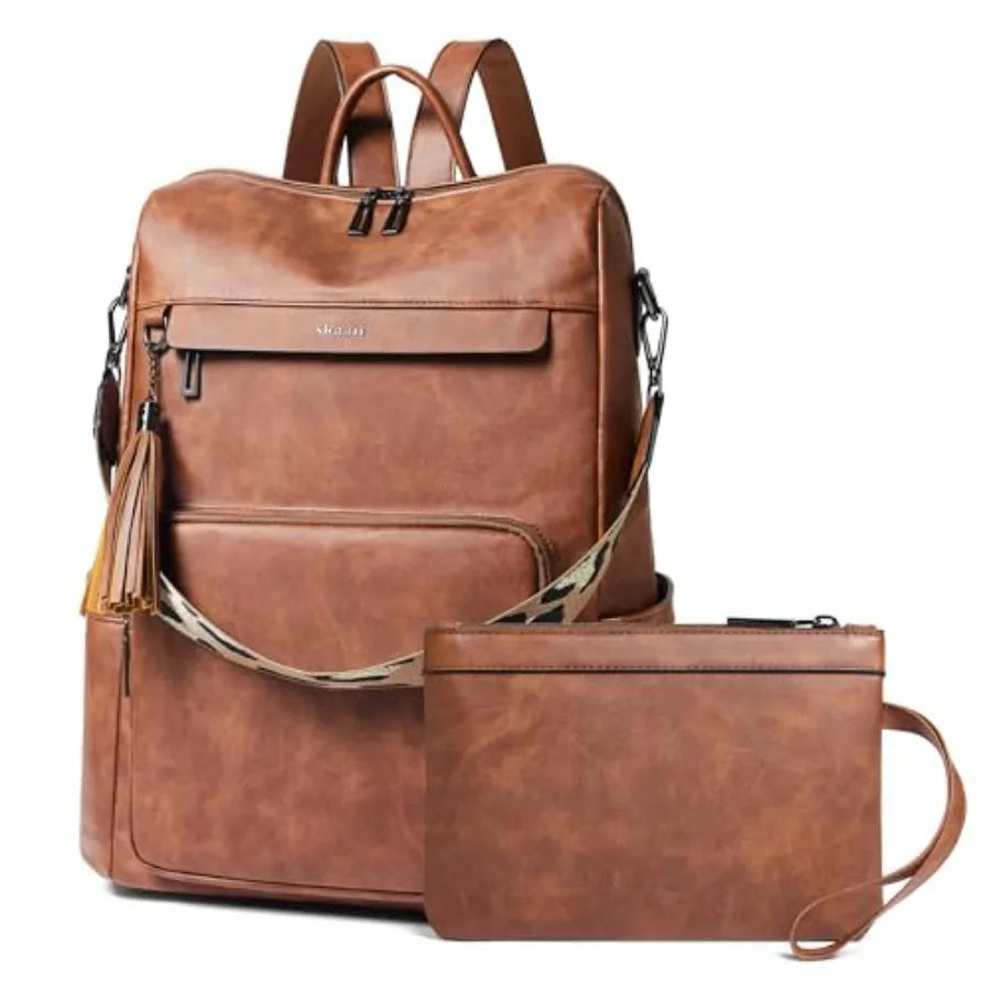 Vegan Leather Laptop Backpack for Women 15.6 inch Work Backpack Fashion Travel Backpack Purse for Travel College Work-13