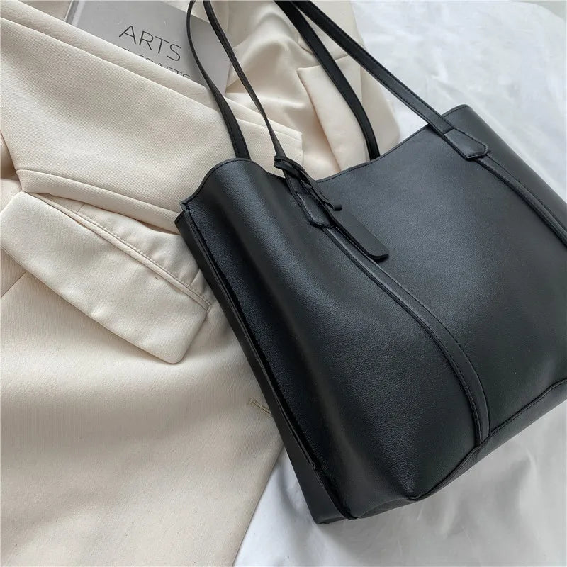 Large Capacity Women's Bag, New Soft Leather Tote Bag, Casual and Versatile Single Shoulder Bags for Woman Korean Style Handbags-3