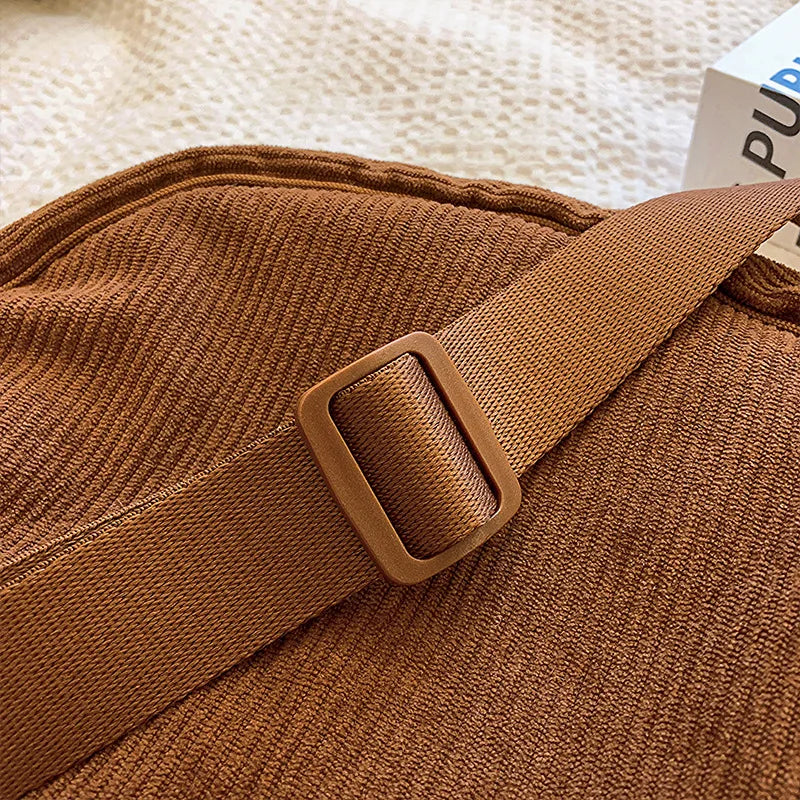 Solid Color Corduroy Women's Hobos Shoulder Bag Retro Casual Female Crossbody Bags Ladies Daily Travel Handbags Messenger Bag-10