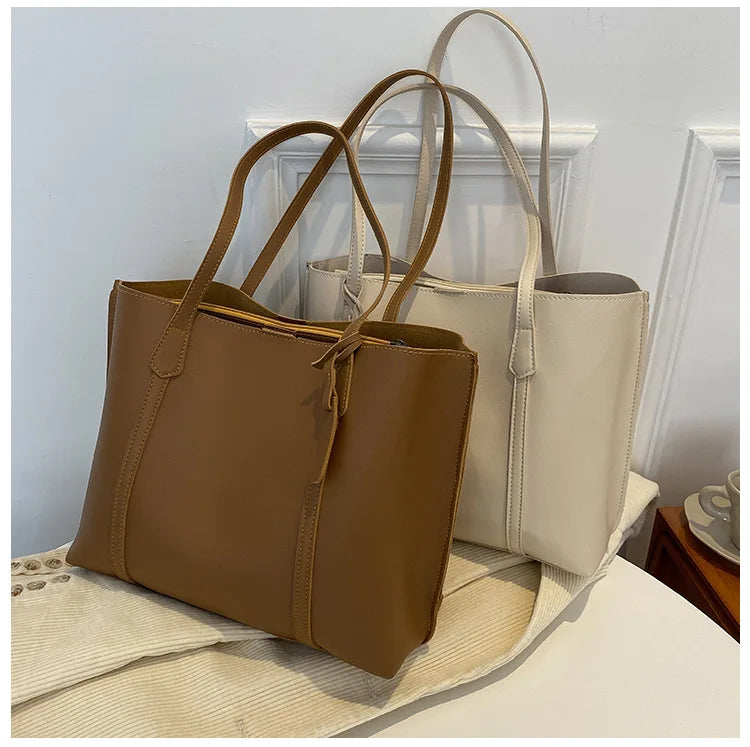 Large Capacity Women's Bag, New Soft Leather Tote Bag, Casual and Versatile Single Shoulder Bags for Woman Korean Style Handbags-36